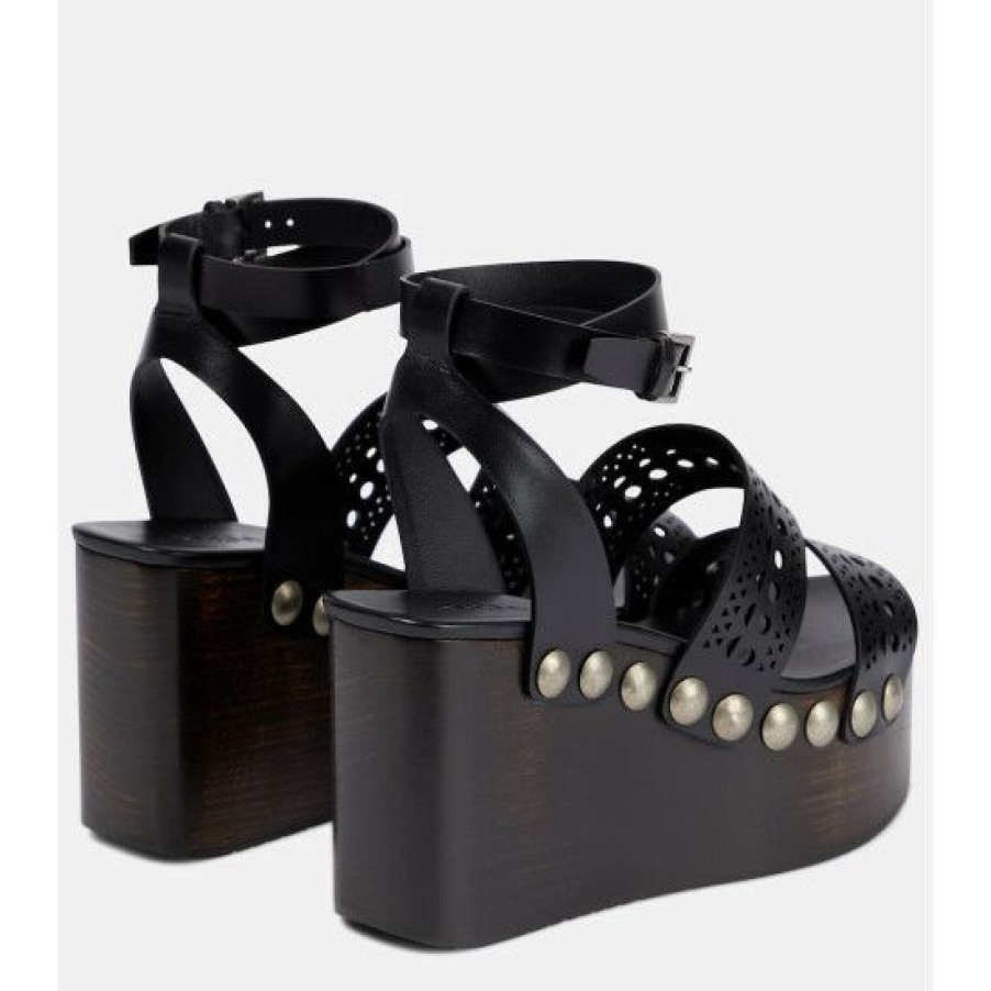 * Alaia Leather Wedge Sandals