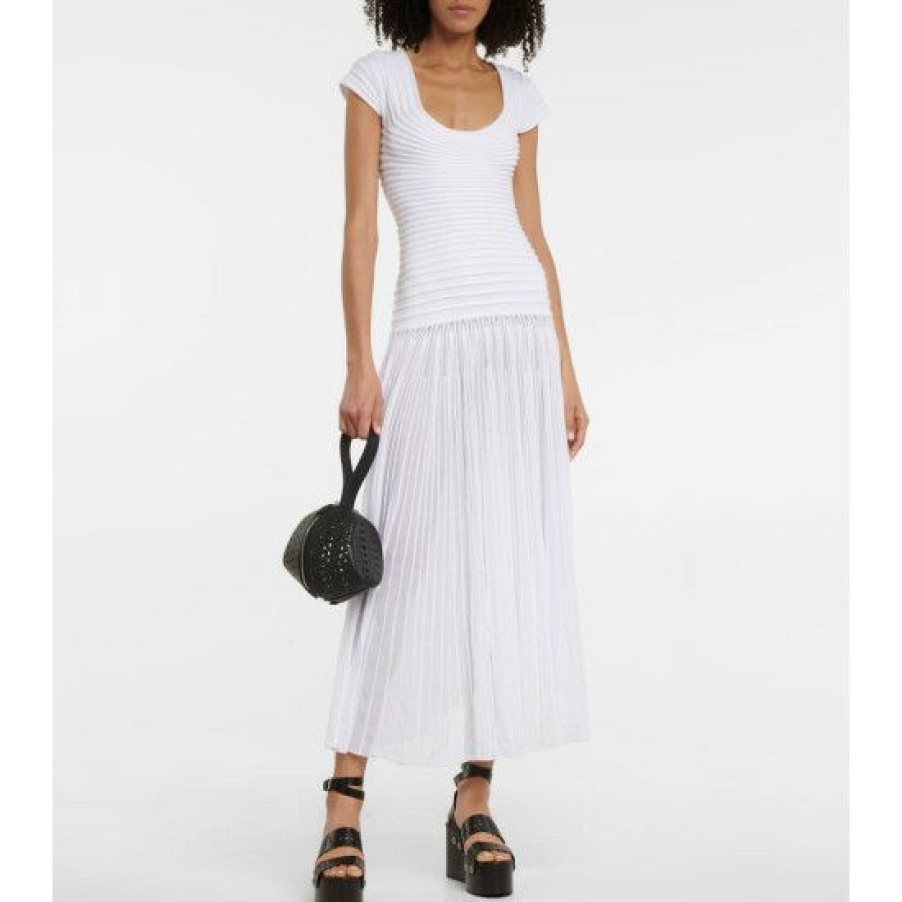 * Alaia Ribbed-Knit Midi Dress