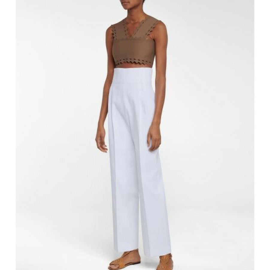 * Alaia High-Rise Cotton Gabardine Pants