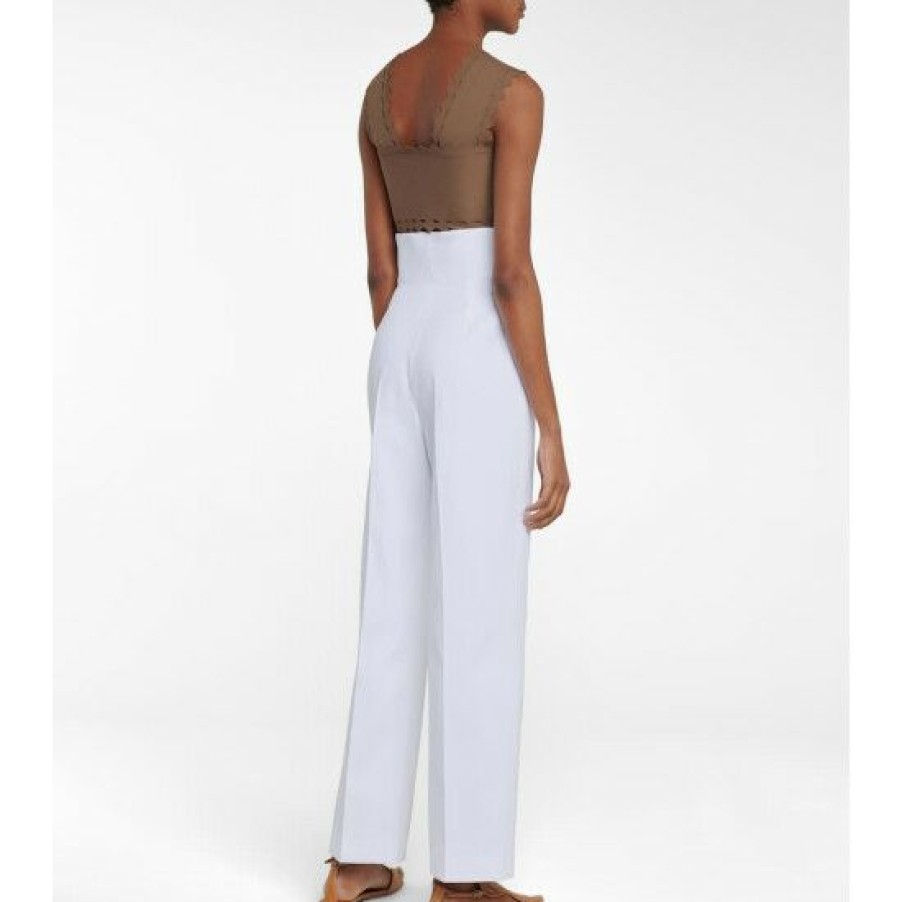 * Alaia High-Rise Cotton Gabardine Pants