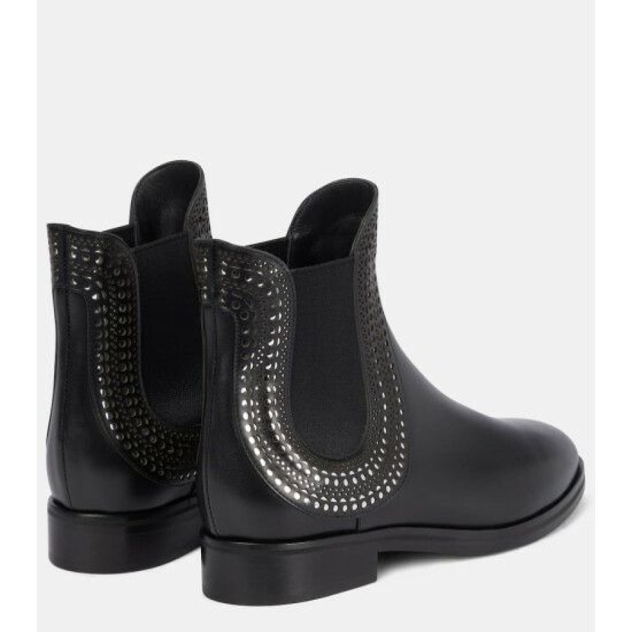 * Alaia Leather Ankle Boots