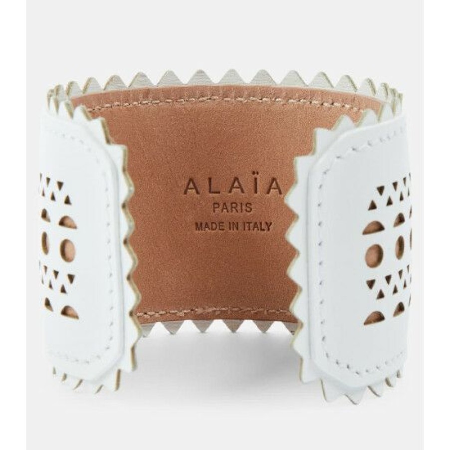 * Alaia Laser-Cut Leather Bracelet