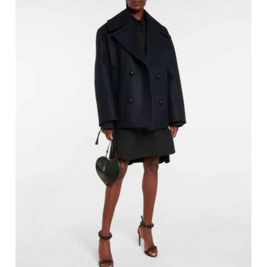 * Alaia Double-Breasted Wool Peacoat