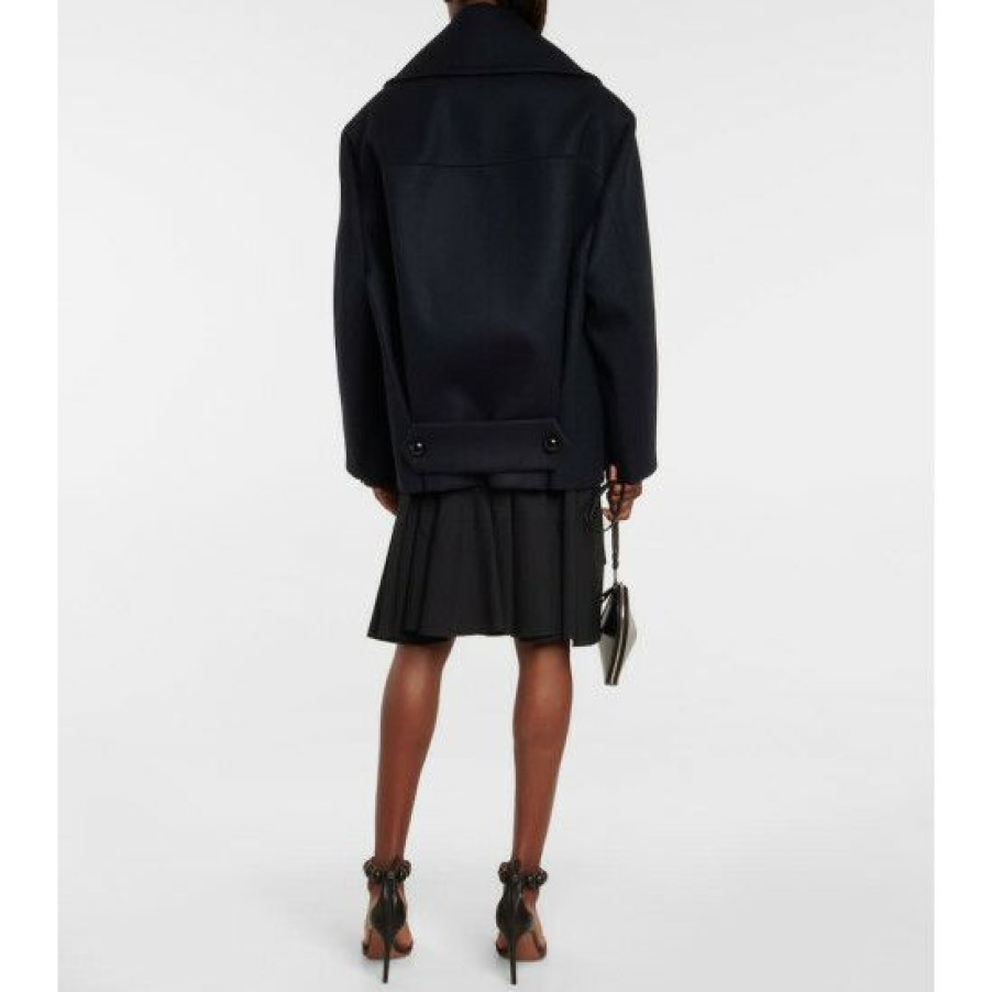 * Alaia Double-Breasted Wool Peacoat