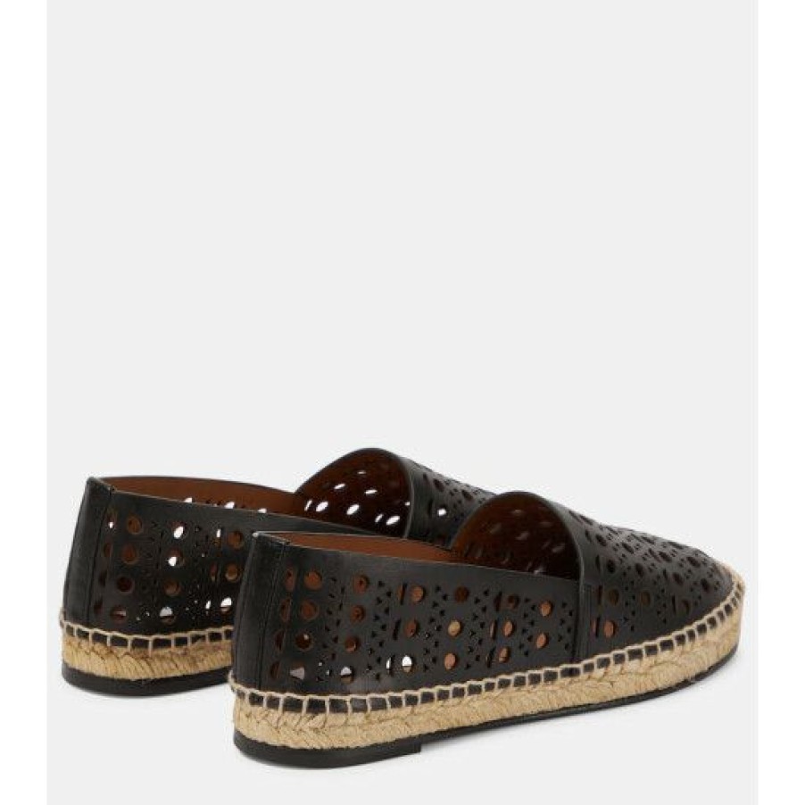 * Alaia Laser-Cut Leather Espadrilles