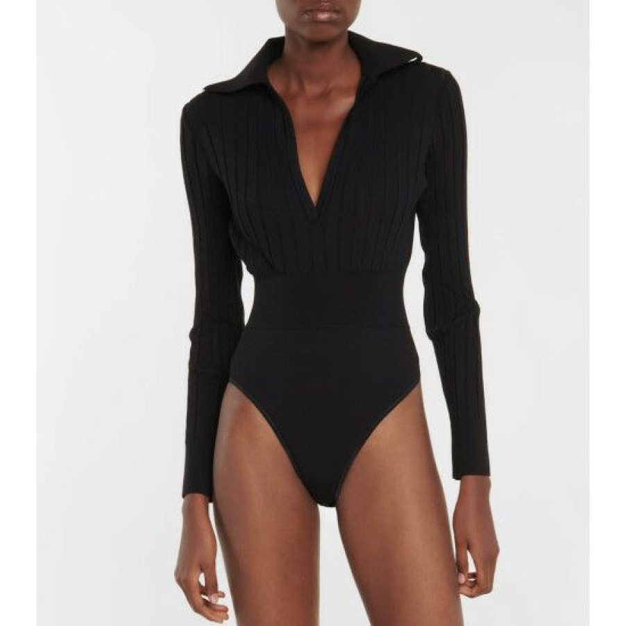 * Alaia Ribbed-Knit Bodysuit