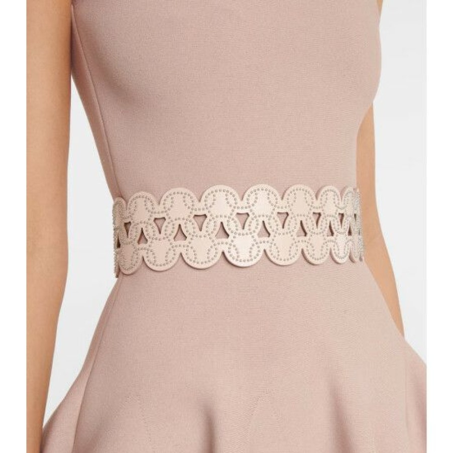 * Alaia Embellished Laser-Cut Leather Belt