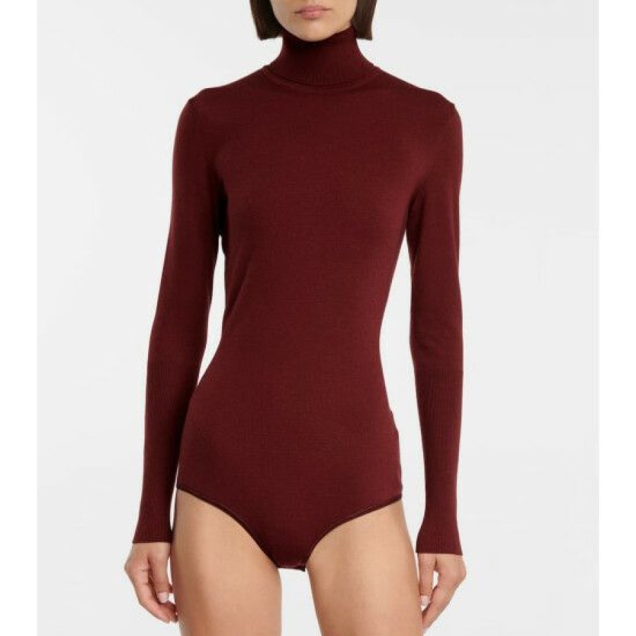 * Alaia High-Neck Wool-Blend Bodysuit