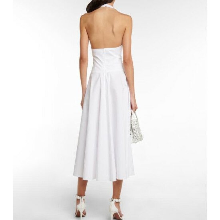 * Alaia Halterneck Cotton Poplin Maxi Dress