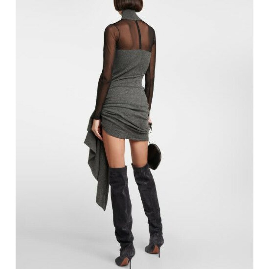 * Alaia Mesh And Wool Draped Minidress