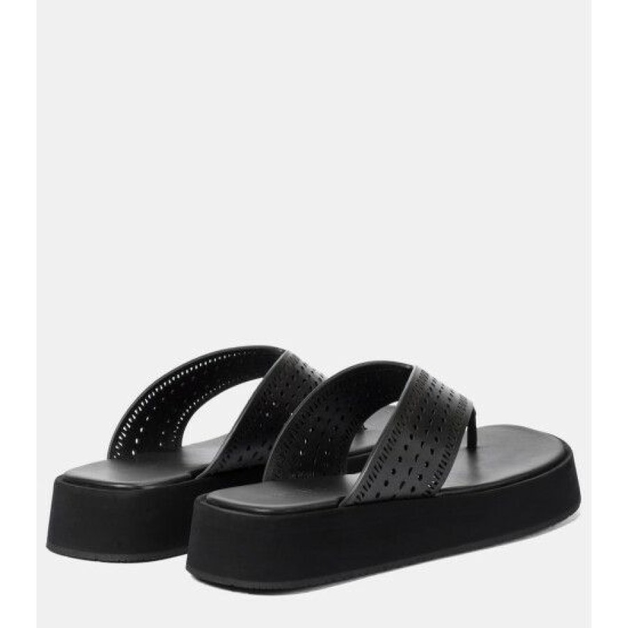 * Alaia Laser-Cut Leather Thong Sandals