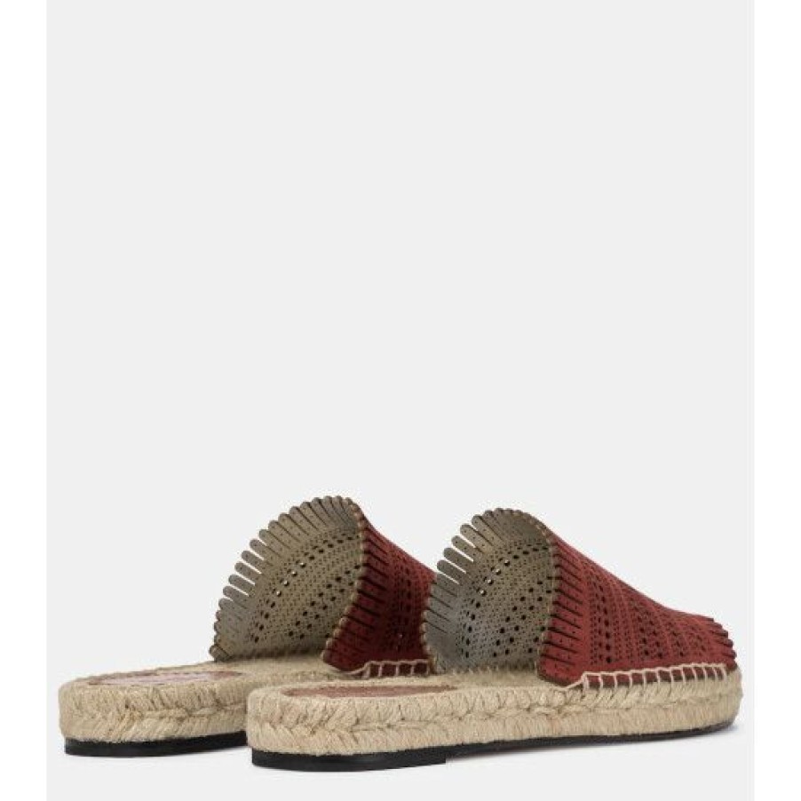 * Alaia Laser-Cut Leather Espadrille Sandals