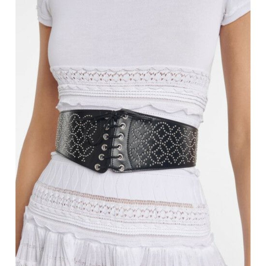 * Alaia Embellished Leather Belt