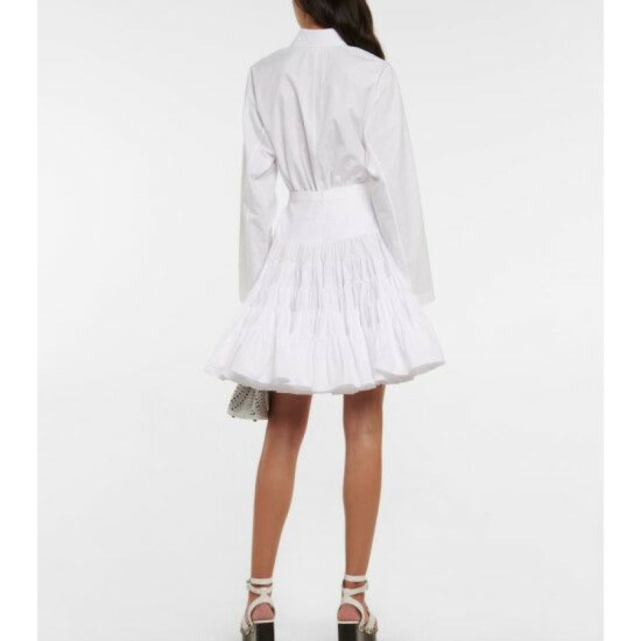 * Alaia Ruffled Cotton Poplin Miniskirt