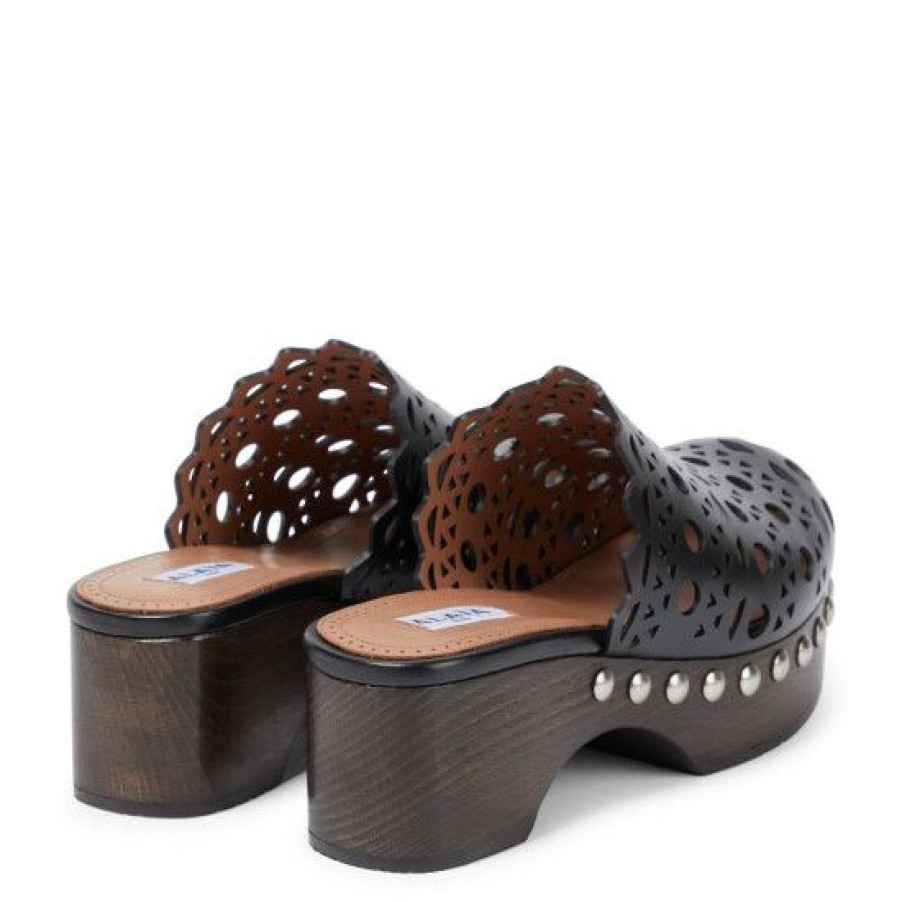 * Alaia Laser-Cut Leather Clogs