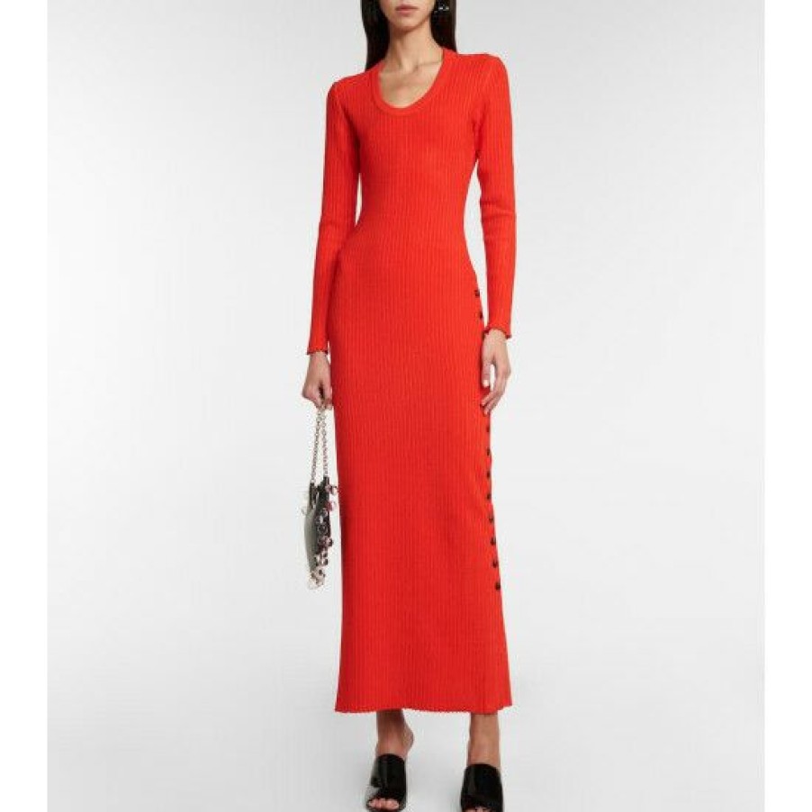 * Alaia Ribbed-Knit Maxi Dress