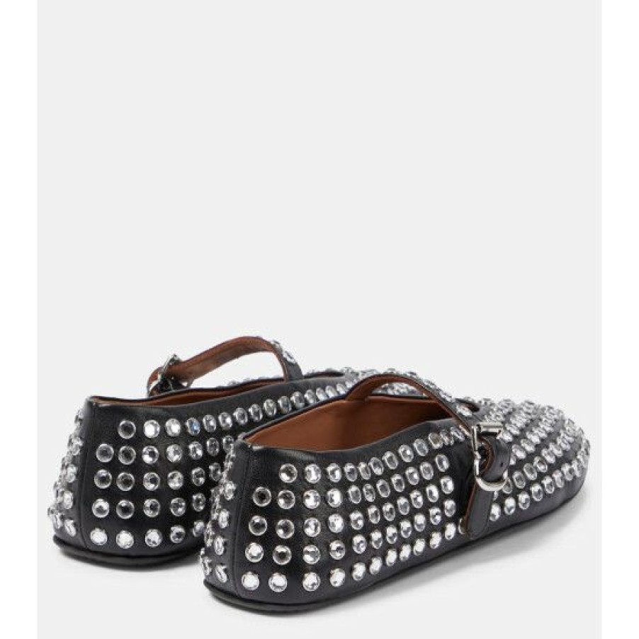 * Alaia Embellished Leather Ballet Flats