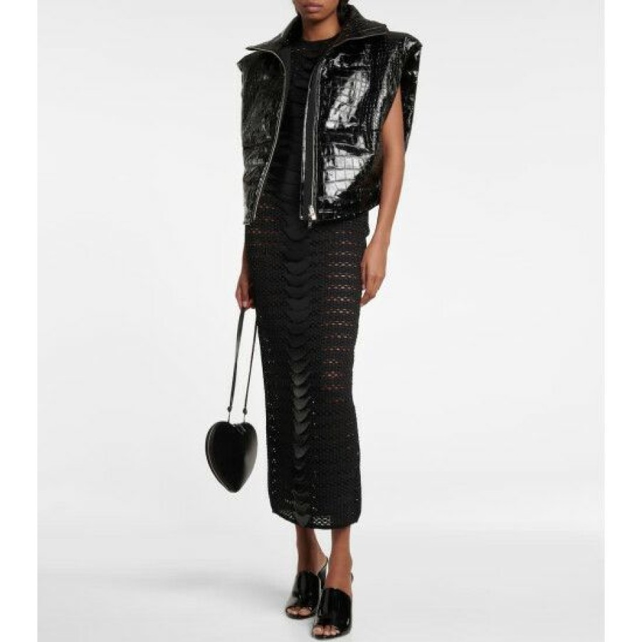 * Alaia Padded Croc-Effect Shell Vest