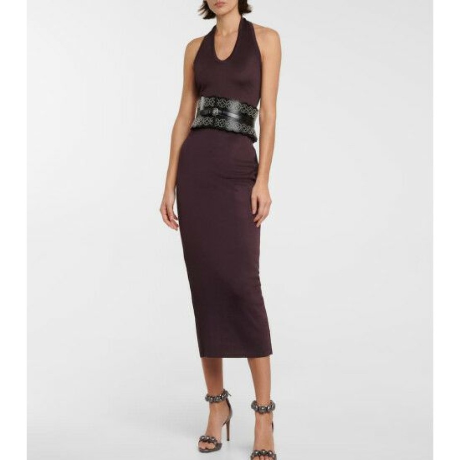 * Alaia Halterneck Knit Midi Dress