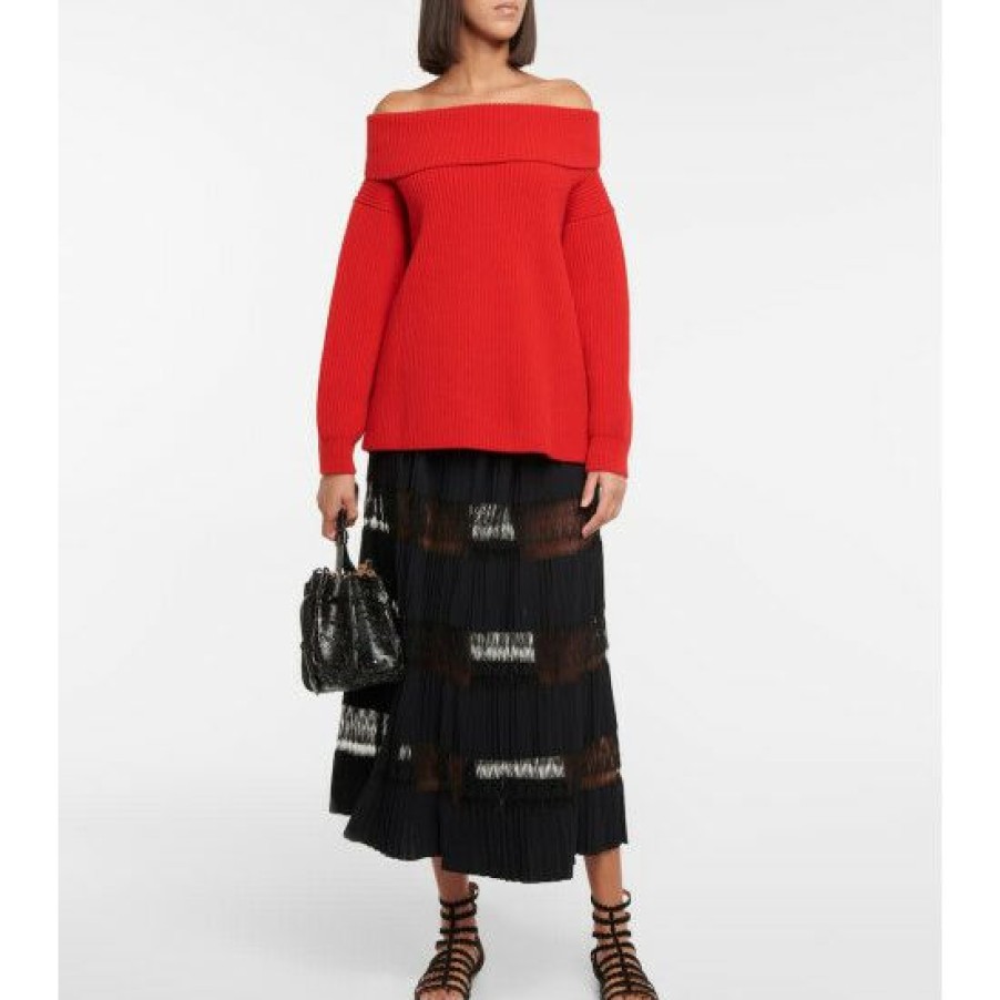 * Alaia Off-Shoulder Wool And Cashmere Sweater