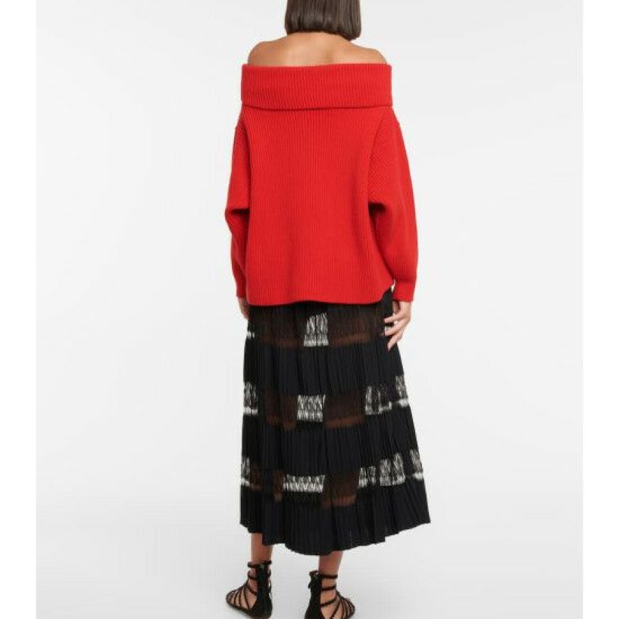 * Alaia Off-Shoulder Wool And Cashmere Sweater