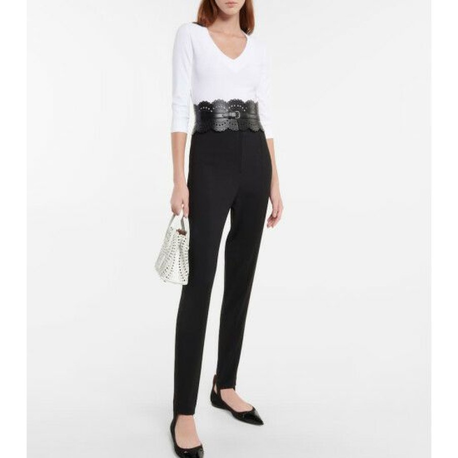 * Alaia High-Rise Stirrup Wool Pants