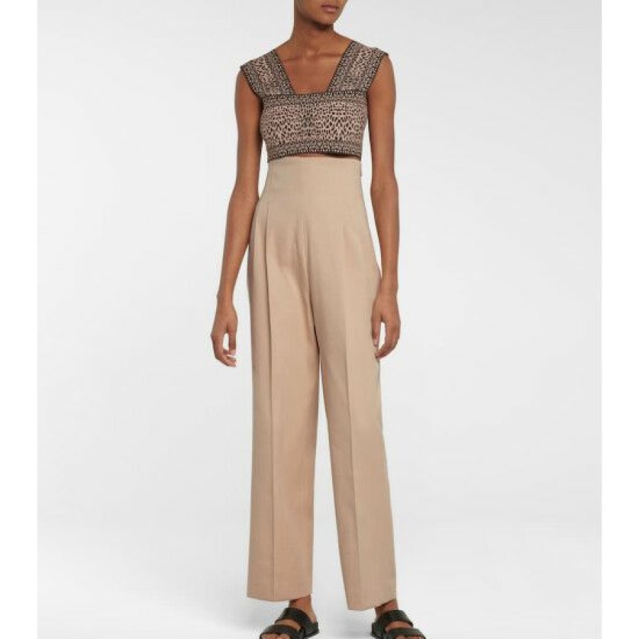 * Alaia High-Rise Cotton Gabardine Pants