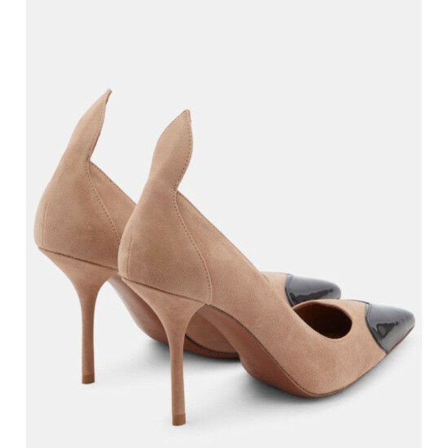 * Alaia Heart Suede And Patent Leather Pumps