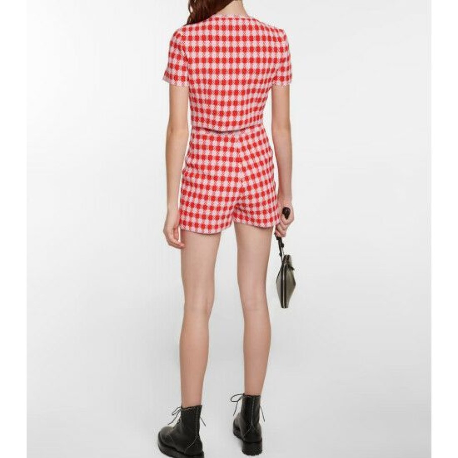 * Alaia High-Rise Checked Shorts