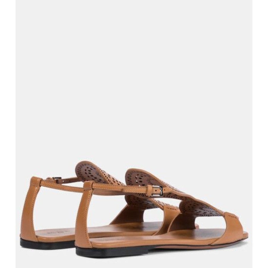 * Alaia Laser-Cut Leather Sandals