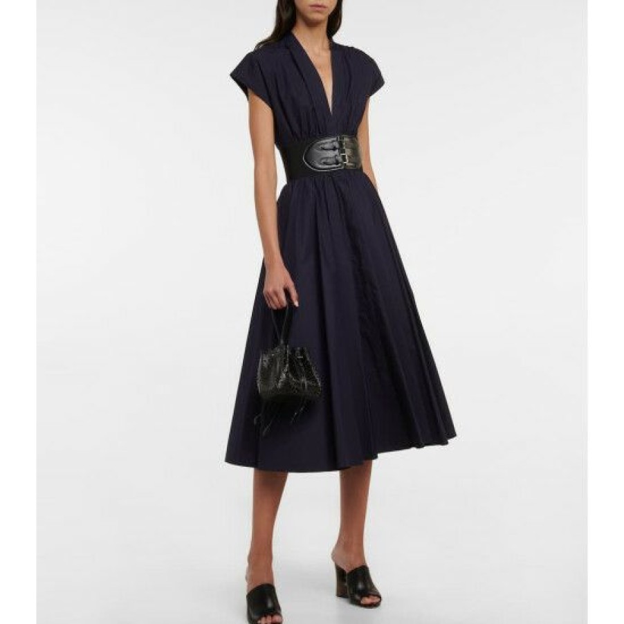 * Alaia Belted Cotton Poplin Midi Dress