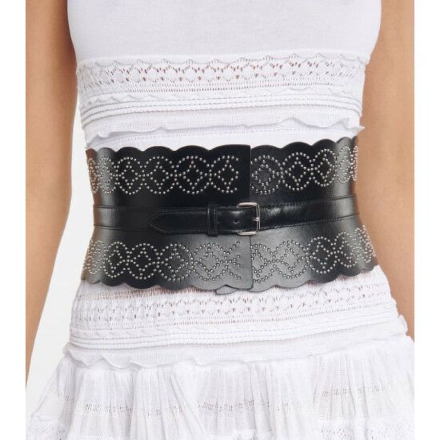 * Alaia Studded Wide Leather Belt