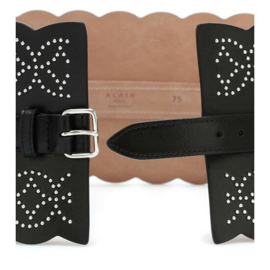 * Alaia Studded Wide Leather Belt