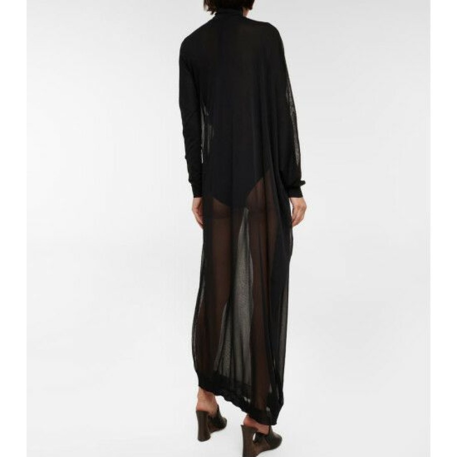 * Alaia Sheer High-Neck Maxi Dress