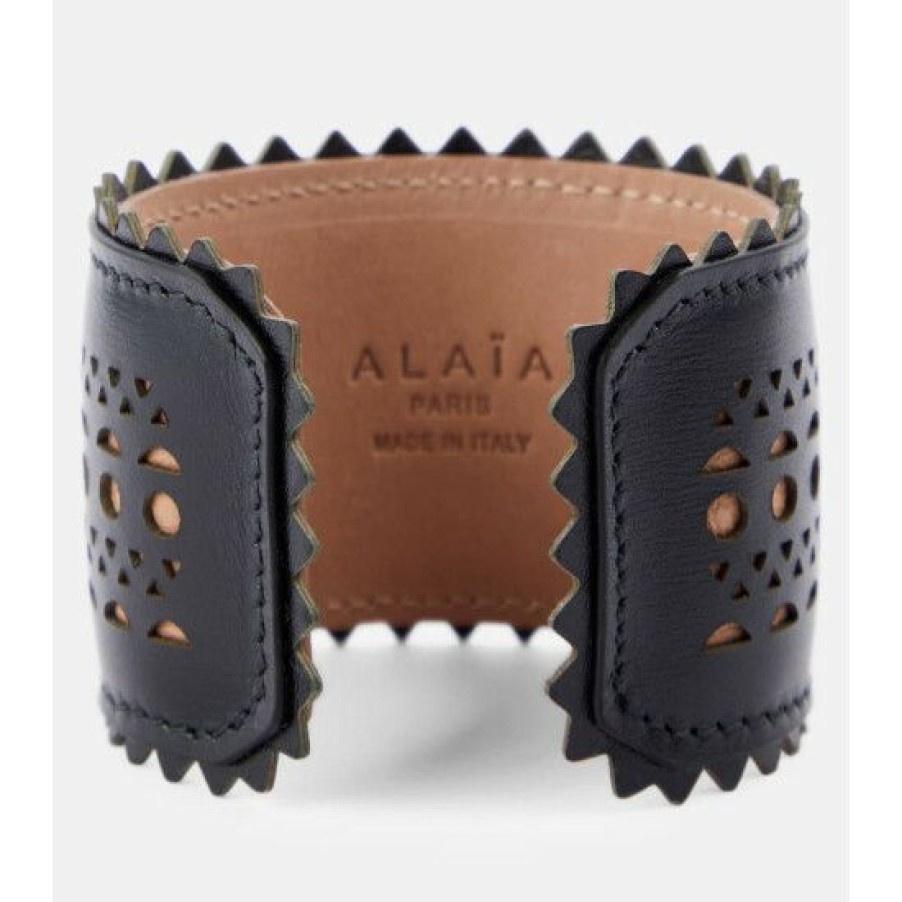 * Alaia Laser-Cut Leather Bracelet