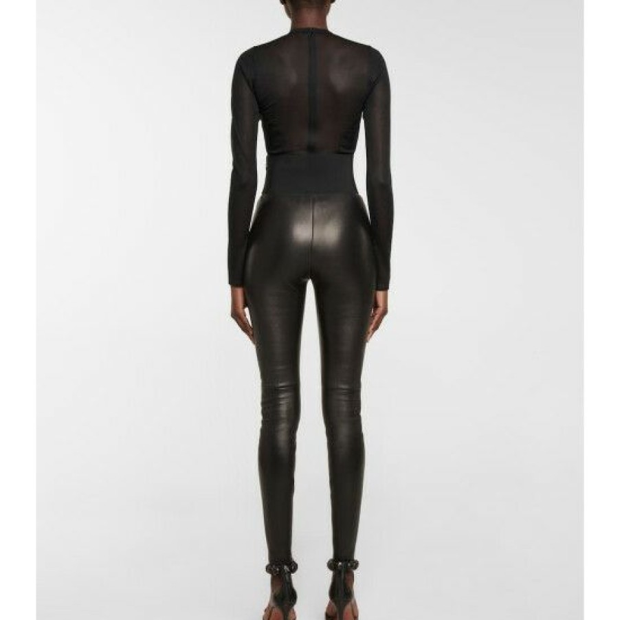 * Alaia Belted High-Rise Leather Leggings