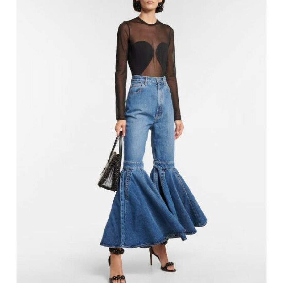 * Alaia Crinoline High-Rise Flared Jeans