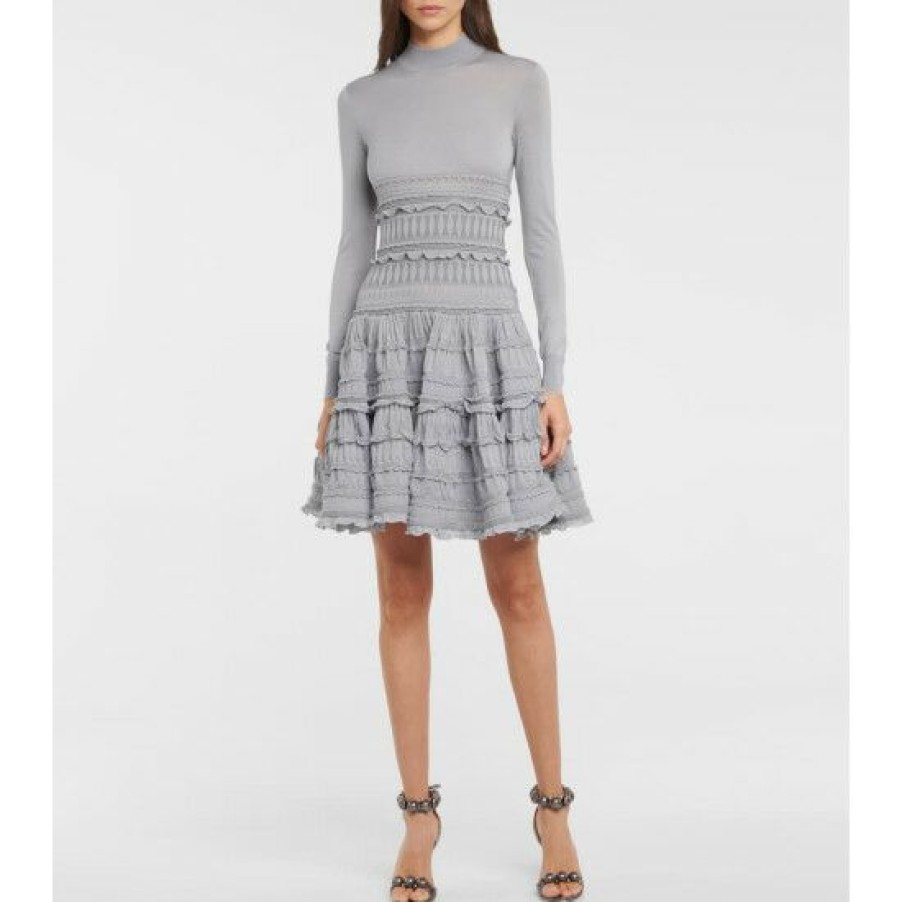 * Alaia Lace Wool-Blend Dress