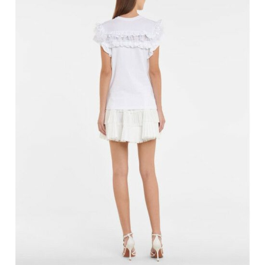 * Alaia Ruffle-Trimmed Cotton T-Shirt