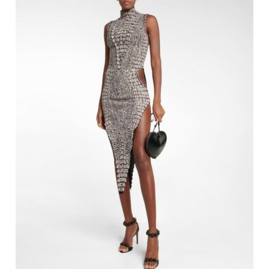 * Alaia Animal-Print Halterneck Midi Dress