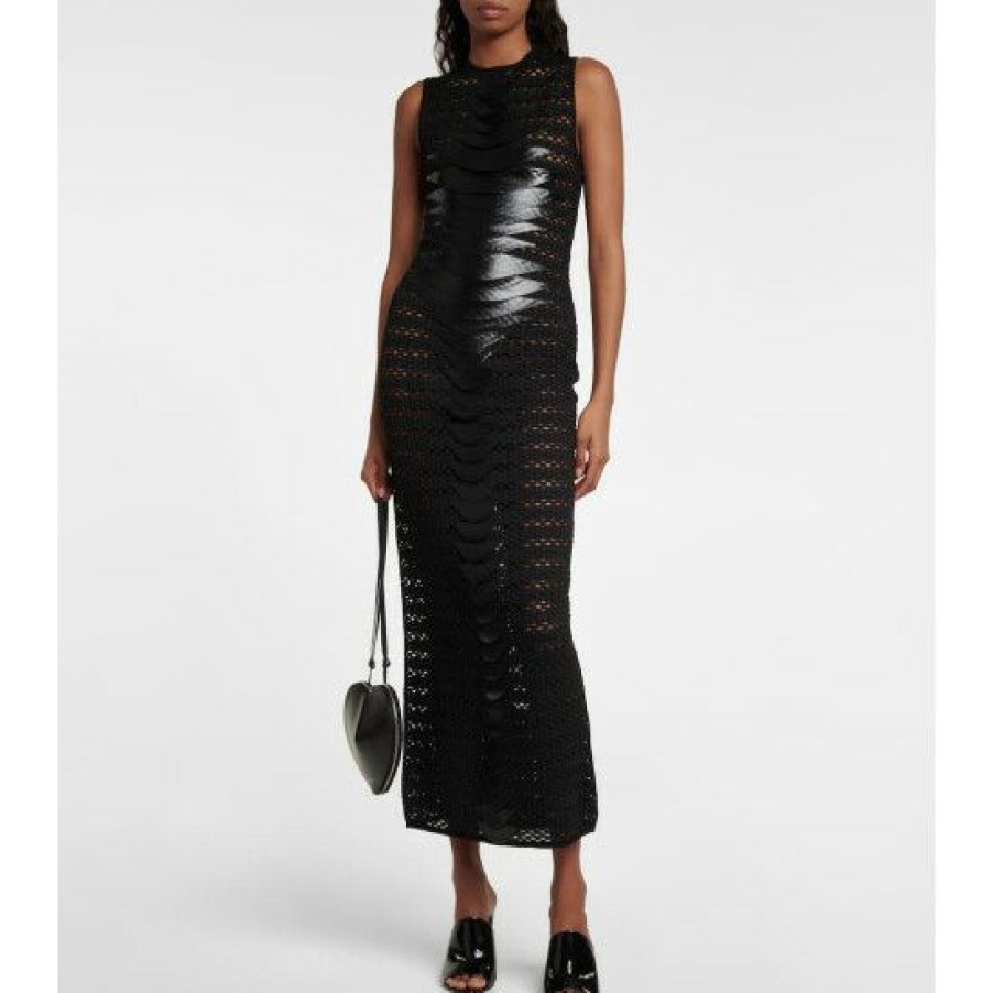 * Alaia 3D Lace Mesh Midi Dress