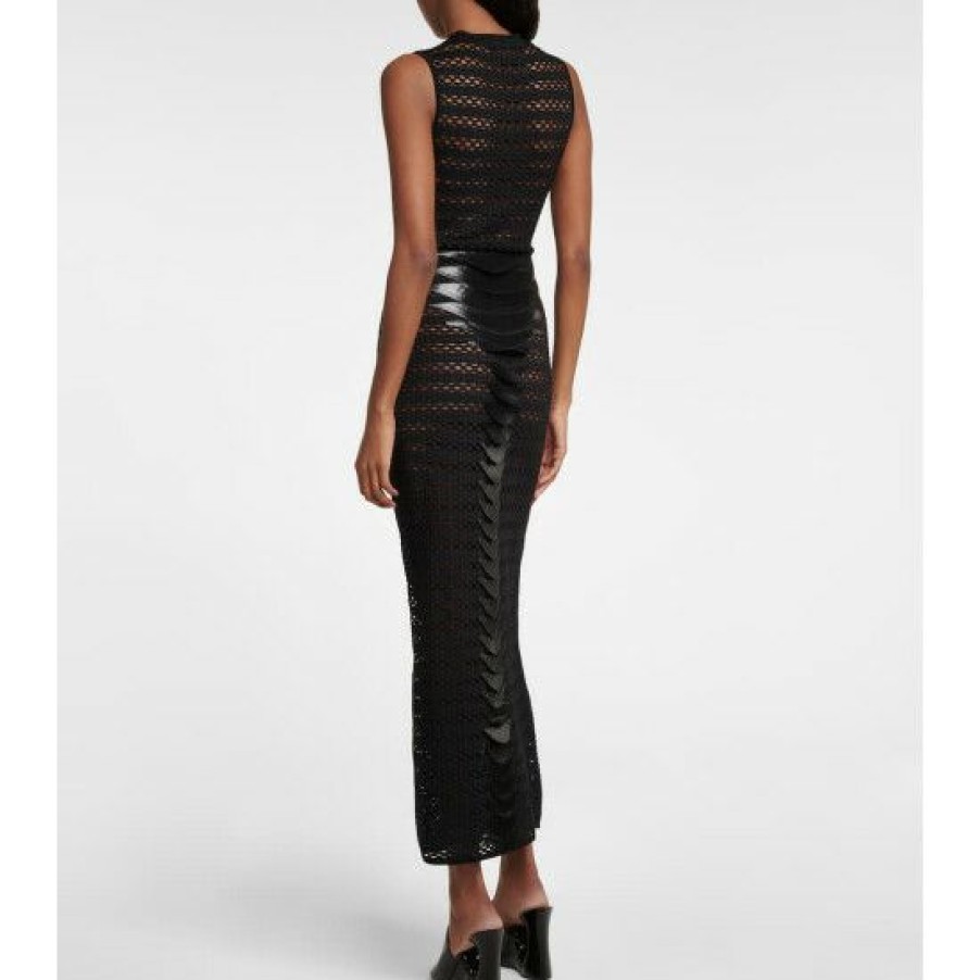 * Alaia 3D Lace Mesh Midi Dress