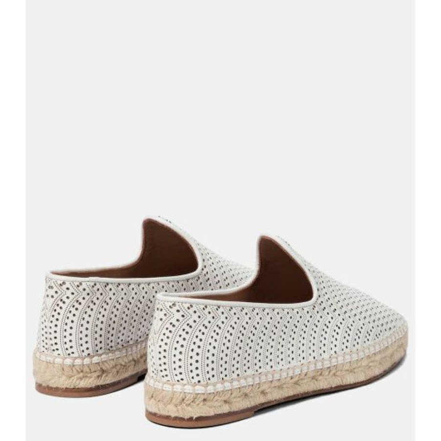 * Alaia Laser-Cut Leather Espadrilles