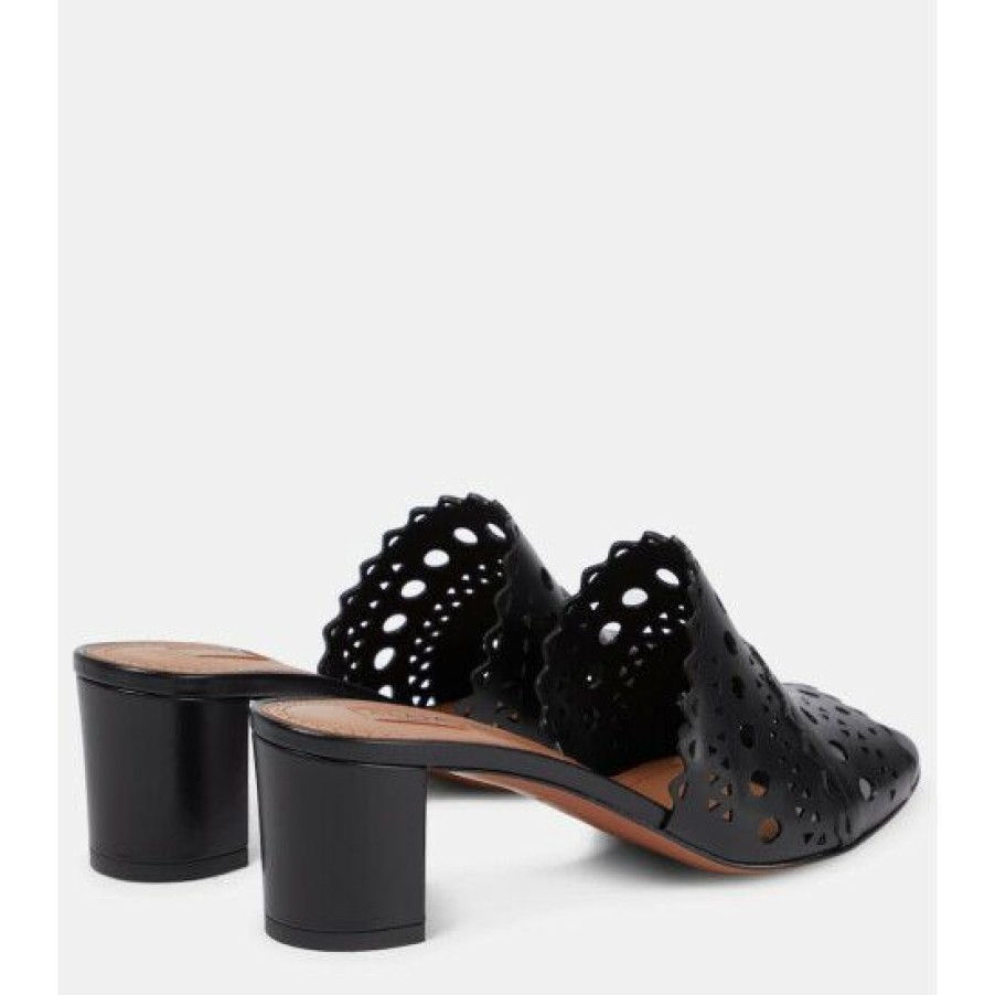 * Alaia Laser-Cut Leather Mules