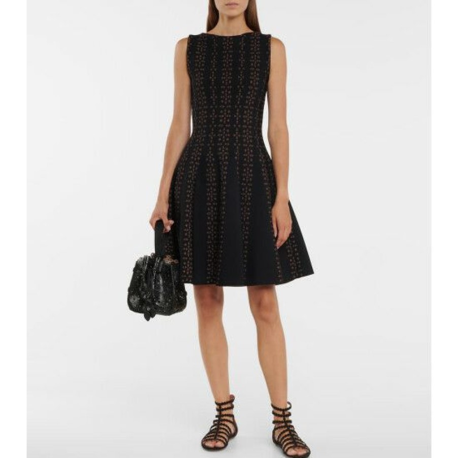 * Alaia Pleated Jacquard-Knit Minidress