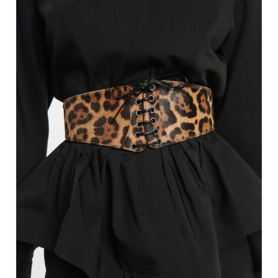 * Alaia Leopard-Print Calf Hair Belt