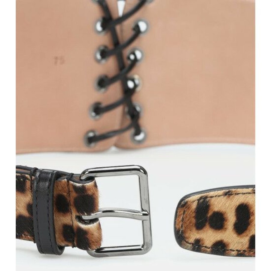 * Alaia Leopard-Print Calf Hair Belt