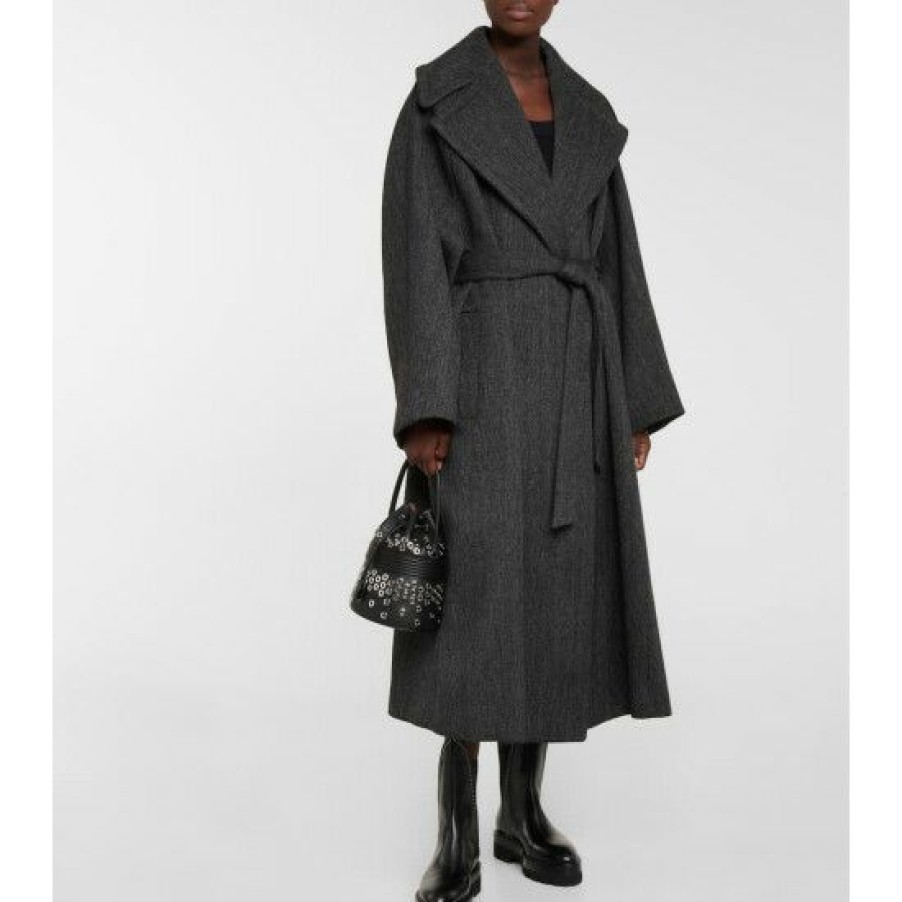 * Alaia Herringbone Wrap Coat