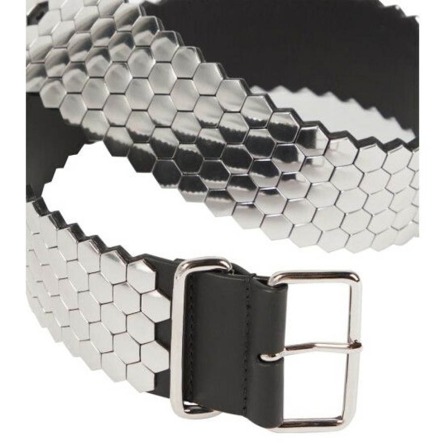 * Alaia Leather-Trimmed Metal Belt