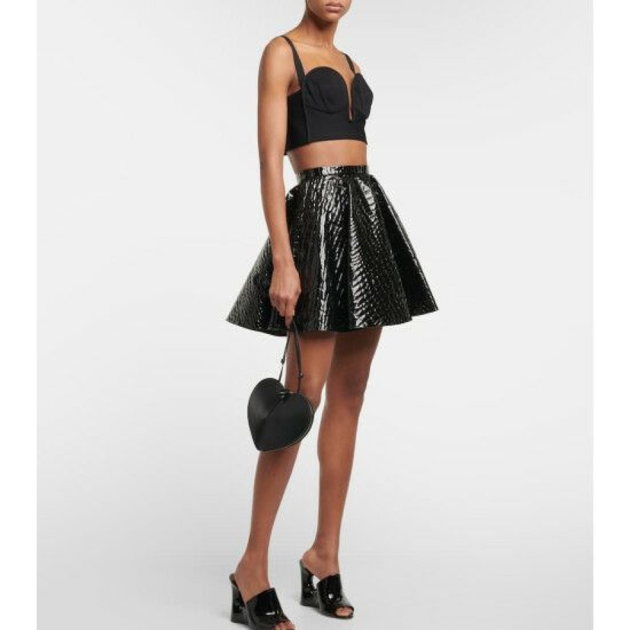 * Alaia Pleated Croc-Effect Miniskirt